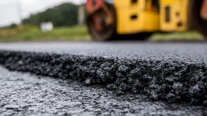 A closeup of the edge of a new layer of asphalt A closeup of the edge of a new layer of asphalt