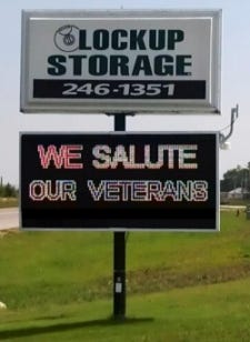 An electronic message board for Lockup Storage in Sellersburg Ind.