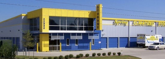 Spring Self Storage in North Houston, Texas, uses its size to stand out along a major interstate.