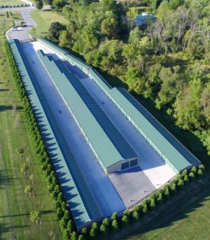 Melrose Mini Storage in Manchester, Md., was designed to fit an irregular parcel. Local regulations required the doors be hidden from view, so the site is well-screened by landscaping. The buildings were laid out with narrow, single-sided perimeter structures and a larger center building. 