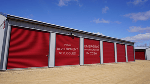 A row of outdoor self-storage units A row of outdoor self-storage units