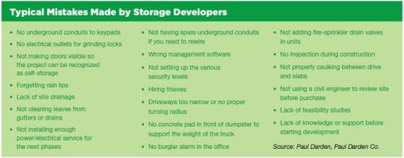 Self-Storage Development Mistakes***