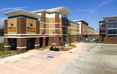 Wide drive aisles enhance the design appeal at Garfield Self Storage in Bell Gardens, Calif., which was later acquired by A-1 Self Storage.