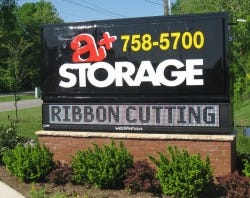 A Plus Storage in Mount Juliet, Tenn., uses its electronic message board to promote a variety of messages.
