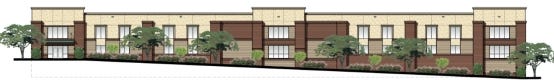 Rendering of self-storage facility planned for Franklin, Tenn., by Atlas Real Estate Partners and The Natchez Group.***