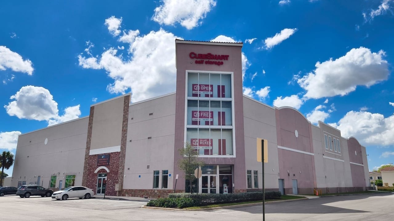 The exterior of a self-storage facility The exterior of a self-storage facility
