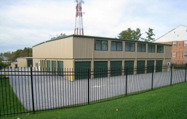 Perfect Self Storage in West Chester, Pa., comprises two-story buildings sheathed in basic ribbed steel with contrasting trim.