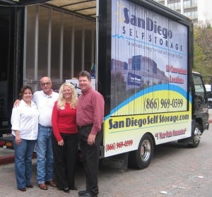 (From left) Sandra Flores, Brian Smith, and Susan and Kraig Haviland of San Diego Self Storage.