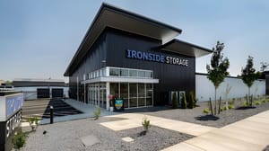 The front exterior of a self-storage facility The front exterior of a self-storage facility