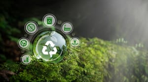 An image of eco-friendly items such as recycling and energy An image of eco-friendly items such as recycling and energy