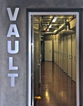 The entrance to the Vault, which opens via an 8-foot steel door