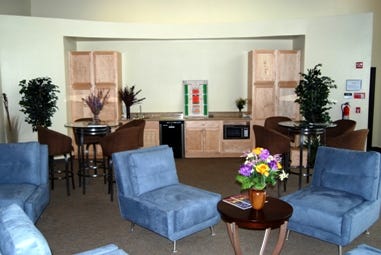Some facilities include a clubhouse where tenants can relax and socialize. [Photo courtesy of Ted Deits, owner of Eucalyptus at Beaumont in California]