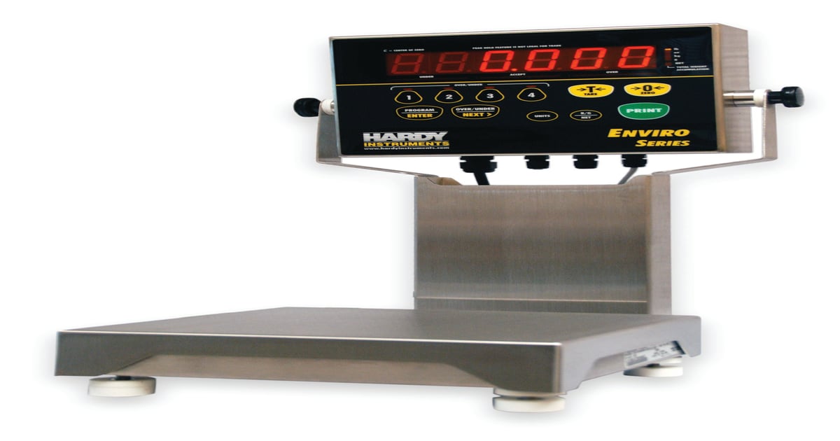 Hardy Instruments' Enviro Line of Sanitary Checkweighers and Bench Sca