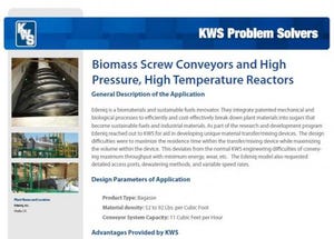 Biomass Screw Conveyors and High Pressure, High Temperature Reactors
