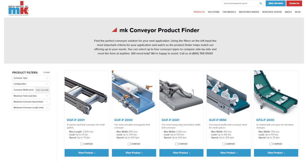 Online Conveyor Product Finder Tool Unveiled