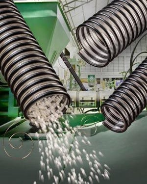 Static Dissipative Urethane Hose Features High Flex Life for Feeding Extruders