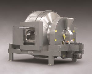Rotary Batch Mixer Blends Dry Solids with Liquids