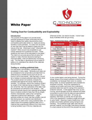 Testing Dust for Combustibility and Explosibility
