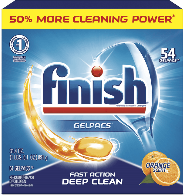 Finish® Gelpacs Orange Dishwasher Gel Pods 54 ct | Finish® US