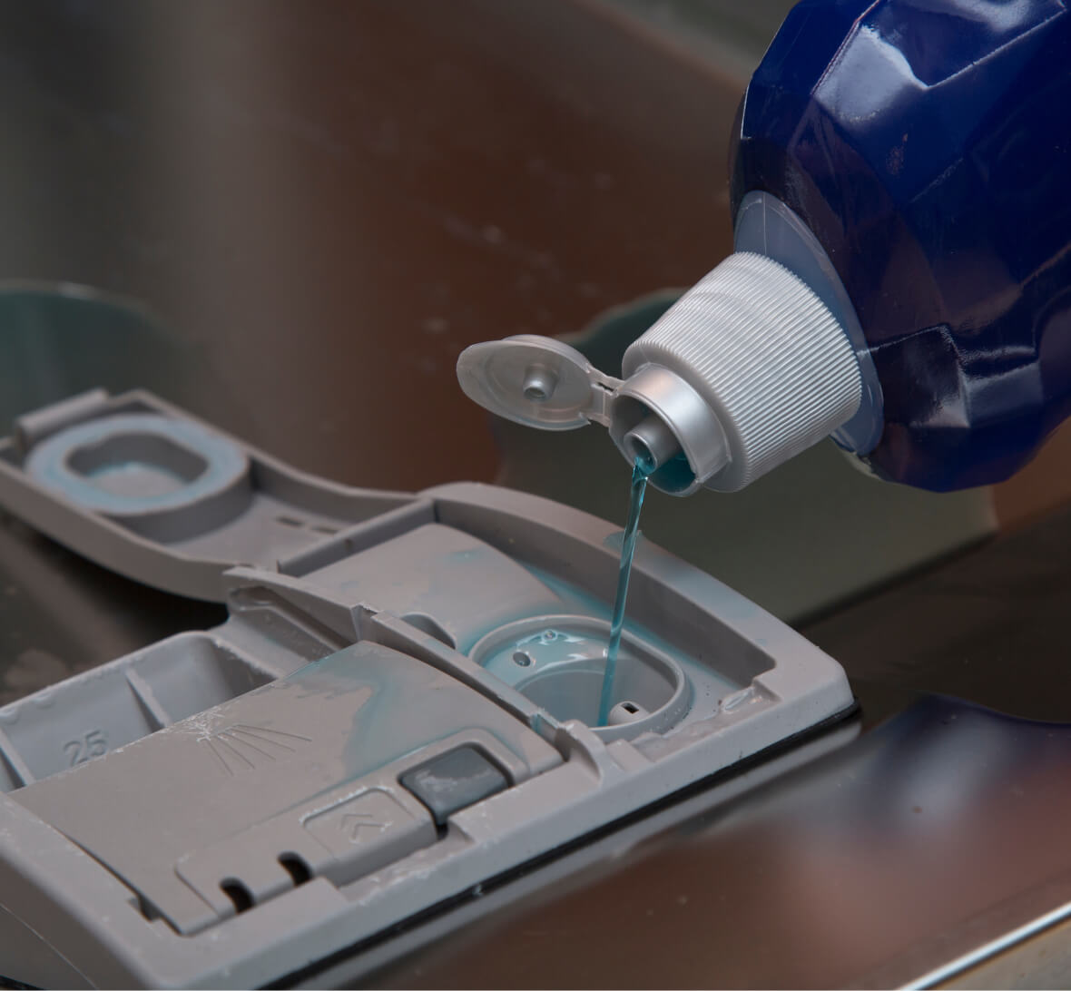 E o líquido secante, como colocar na lava-louça?