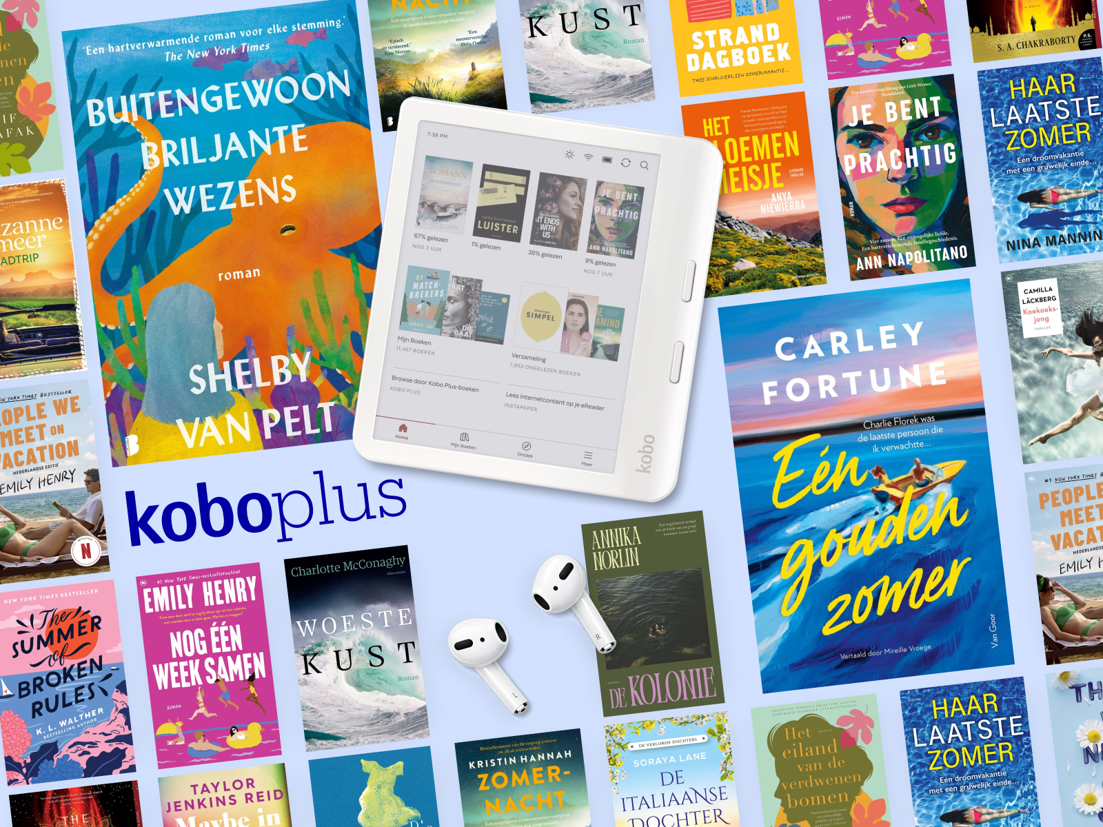 Visuele weergave Kobo Plus: e-reader, app en headset