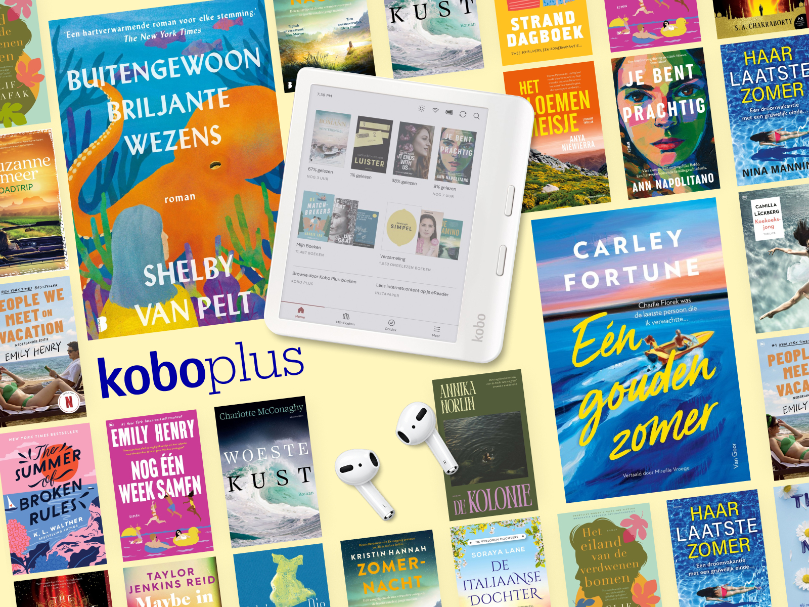 Visuele weergave Kobo Plus: e-reader, app en headset