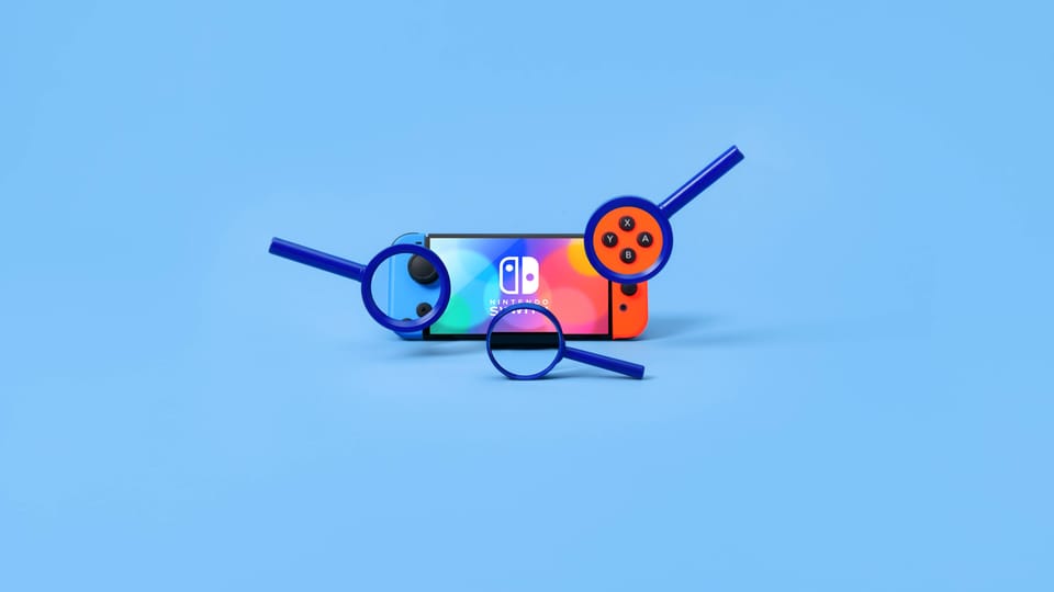 Nintendo met 3 vergrootglazen Nintendo met 3 vergrootglazen