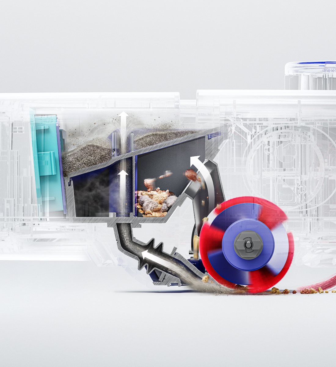Dyson Twin-capture™ met 21.000 Pa zuigkracht