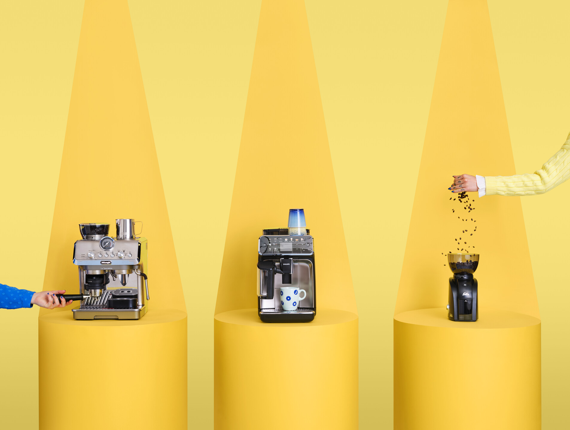 Overzichtsbeeld verschillende koffiemachines