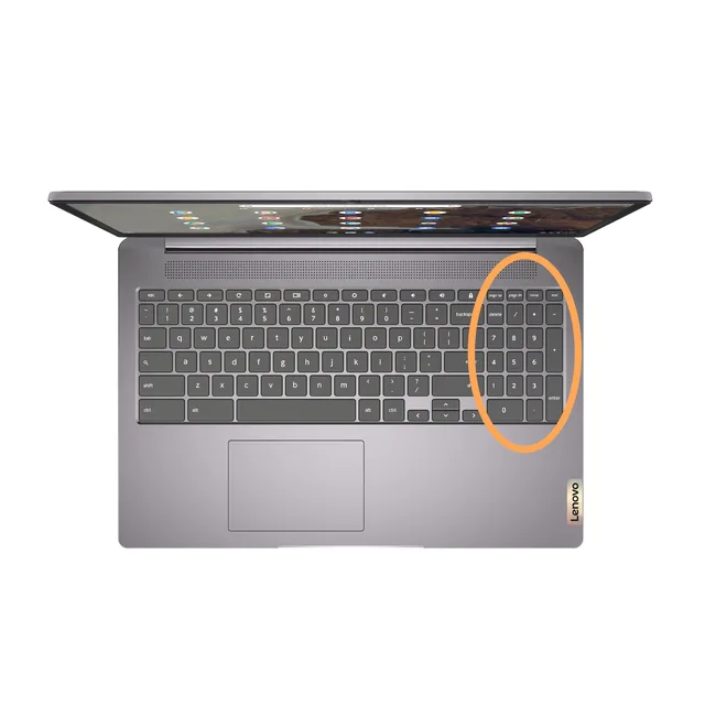 Laptop met numeriek toetsenbord Laptop met numeriek toetsenbord