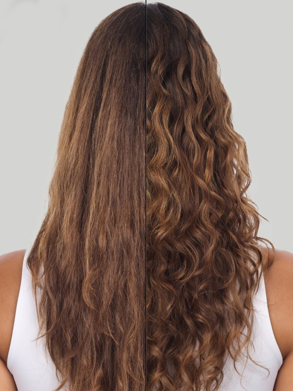 Before & after foto bruine haren na gebruik Wella Professionals