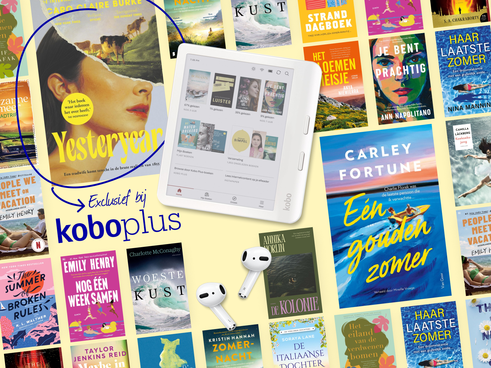 Visuele weergave Kobo Plus: e-reader, app en headset