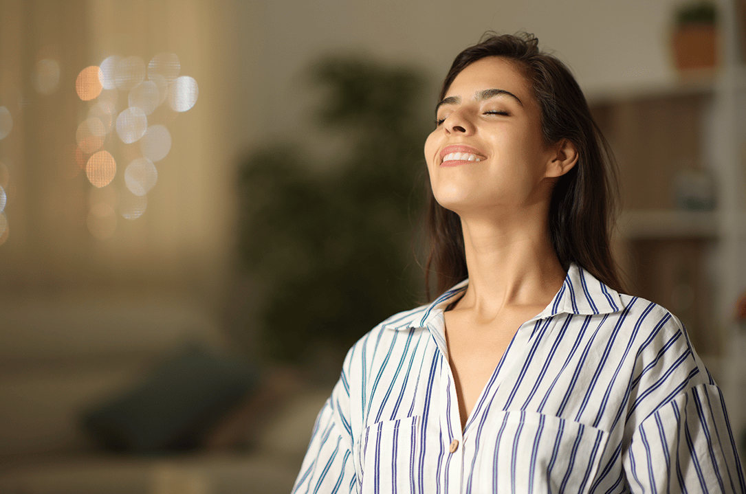 Mujer con sensación de alivio