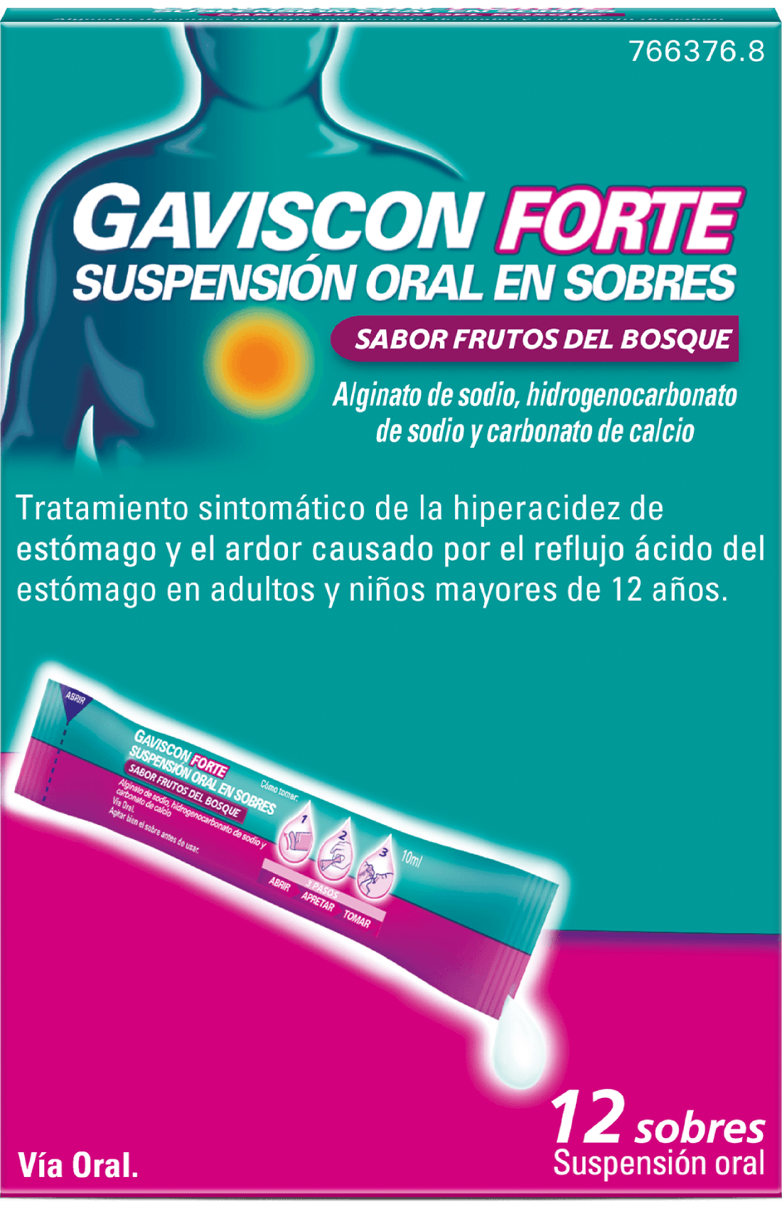 Gaviscon Forte Suspensión Oral en Sobres sabor frutos del bosque